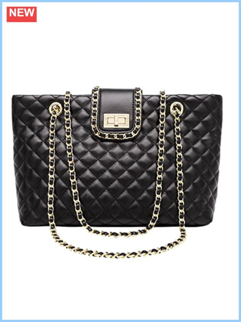 Quilted Faux Leather Double Strap Large Tote Hobo Shoulder Bag Handbag